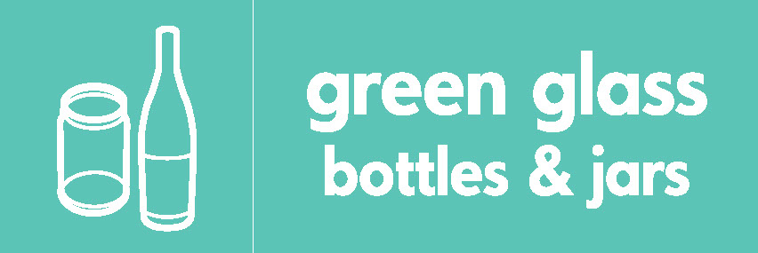 Green Glass Bottles & Jars Recycling Glass Signage - GLAS0015