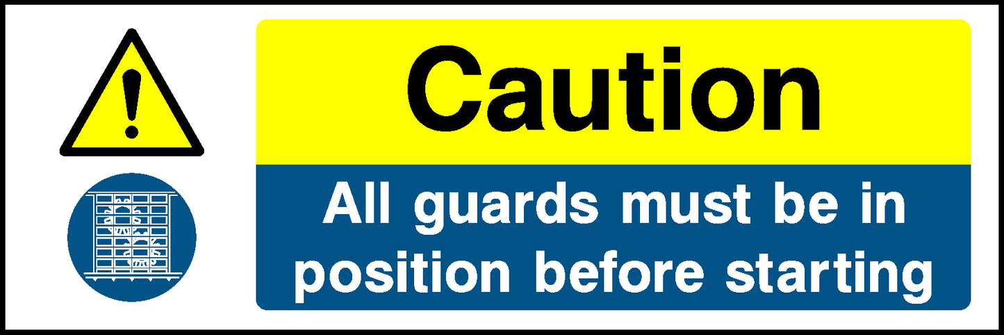 Caution All Guards Must Be In Position Before Starting Multi Purpose Signage - MULT0006