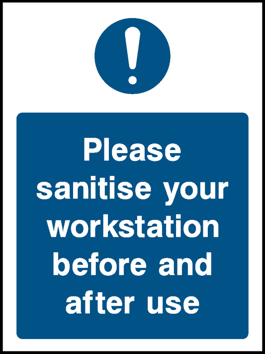 Please Sanitise Your Workstation Before And After Use Covid Signage - COVI0053