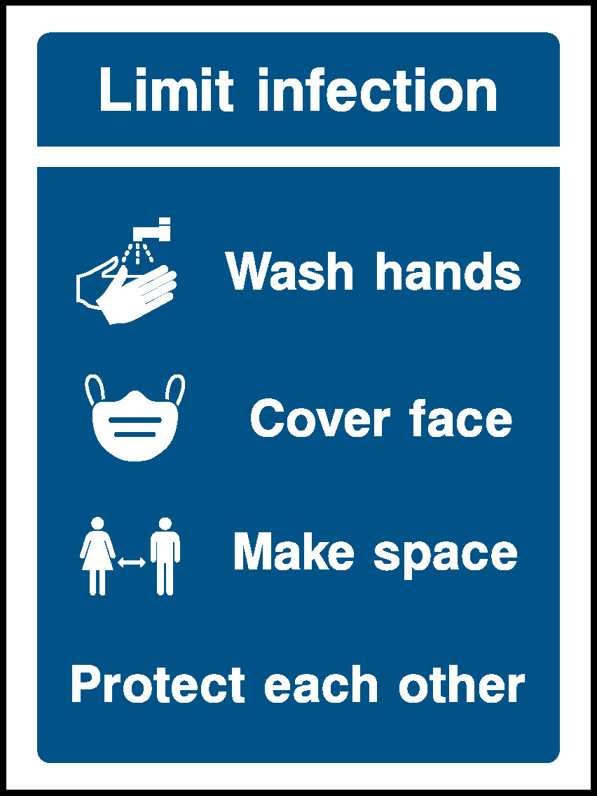 Limit Infection Wash Hands Cover Face Make Space Protect Each Other Covid Signage - COVI0054