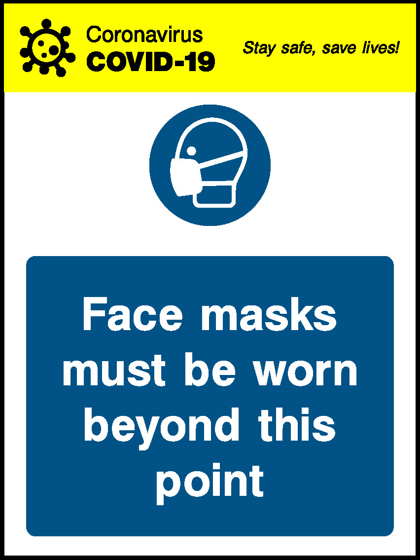 Coronavirus Stay Safe, Save Lives! Covid.19 Face Masks Must Be Worn Beyond This Point Covid Signage - COVI0036