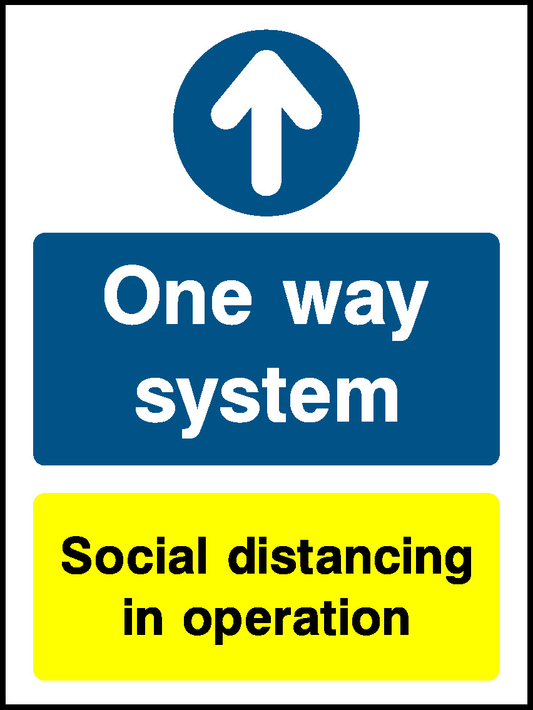 One Way System Social Distancing In Operation Covid Signage - COVI0059