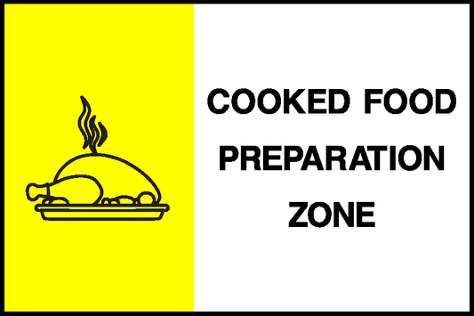 Cooked Food Preparation Zone Food Processing & Hygeine Signage - FOOD0075