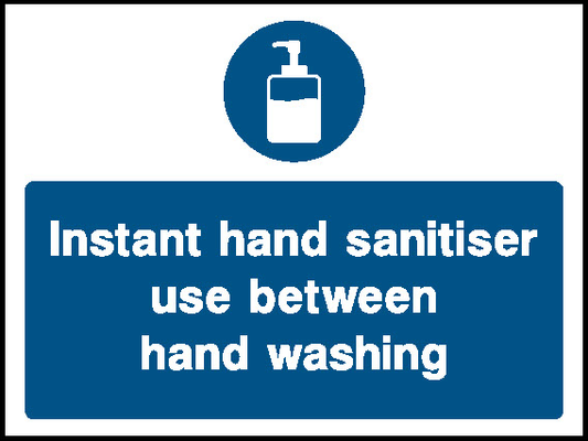 Instant Hand Sanitiser Use Between Hand Washing Food Processing & Hygeine Signage - FOOD0112