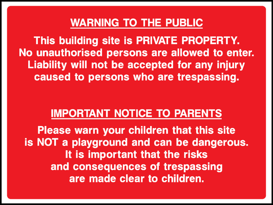 Site Safety Public Warning Construction-Signage - CONS0082