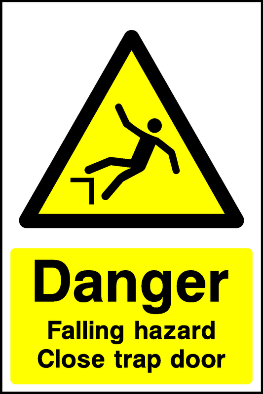 Danger Falling Hazard Close Trap Door Construction-Signage - CONS0026