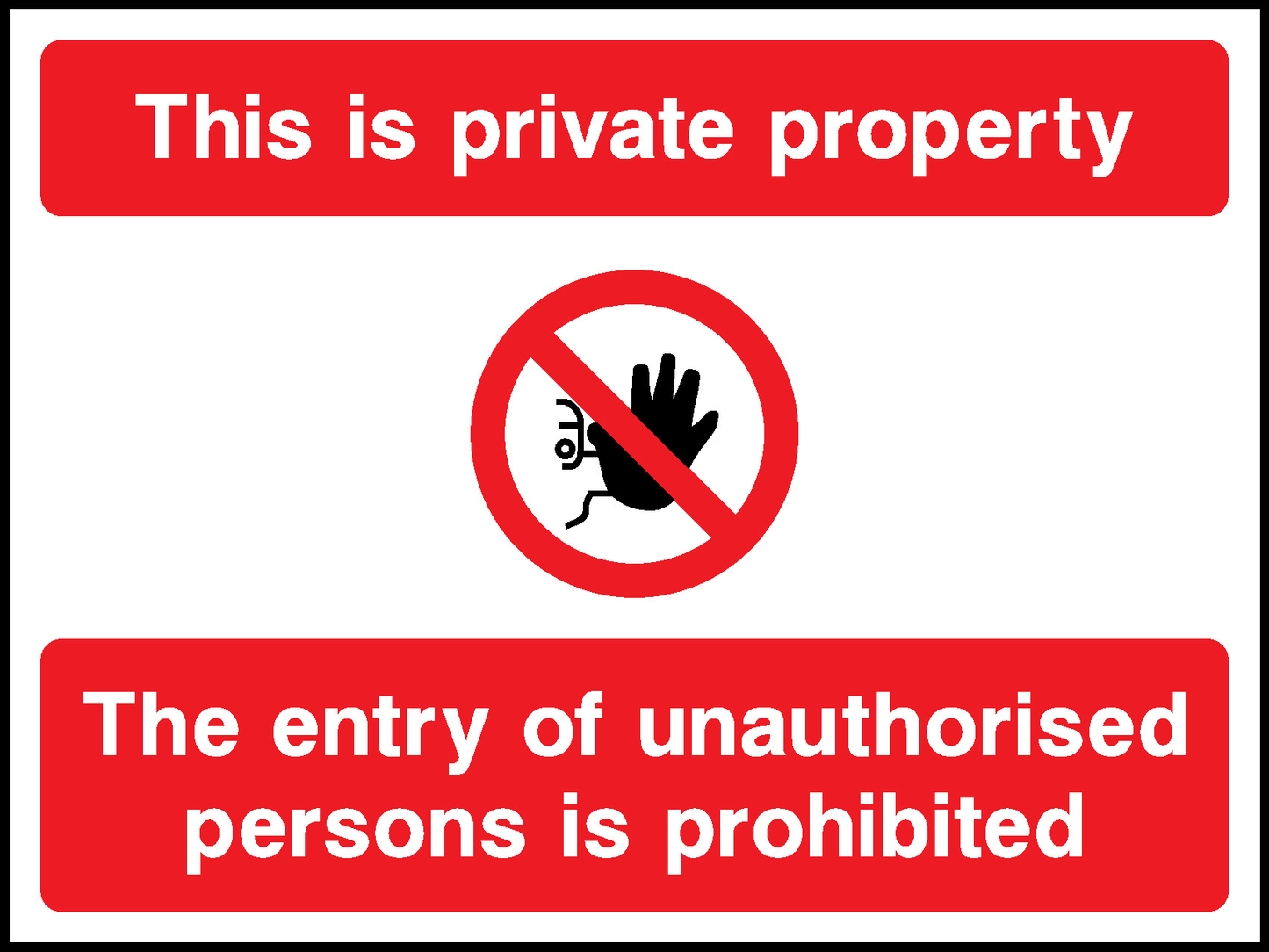 This Is Private Property The Entry Of Unauthorised Persons Is Prohibited Construction-Signage - CONS0085