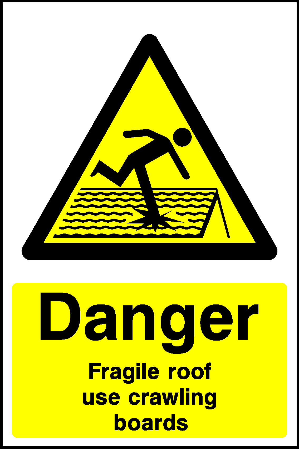 Danger Fragile Roof Use Crawling Boards Construction-Signage - CONS0025