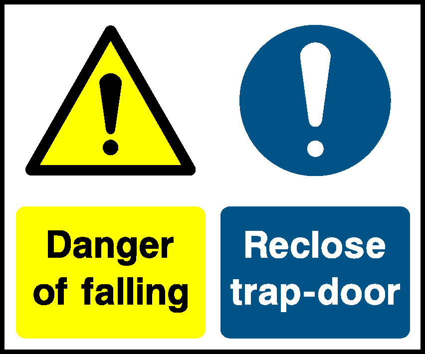 Danger Reclose Of Falling Trap-Door Lift Safety Signage - LIFT0002