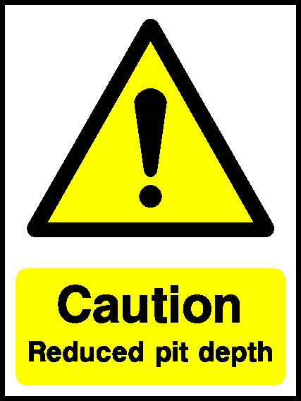 Caution Reduced Pit Depth Lift Safety Signage - LIFT0010