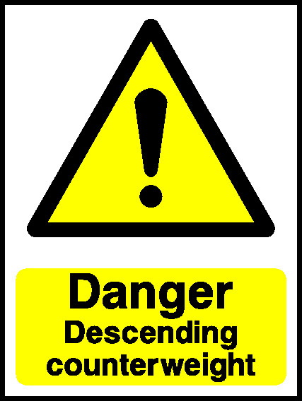 Danger Descending Counterweight Lift Safety Signage - LIFT0006