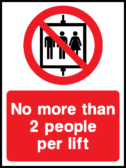 No More Than 2 People Per Lift Lift Safety Signage - LIFT0027