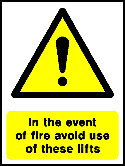 In The Event Of Fire Avoid Use Of These Lifts Lift Safety Signage - LIFT0012