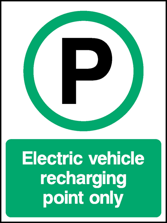 Electric Vehicle Recharging Point Only Parking Signage - PARK0091