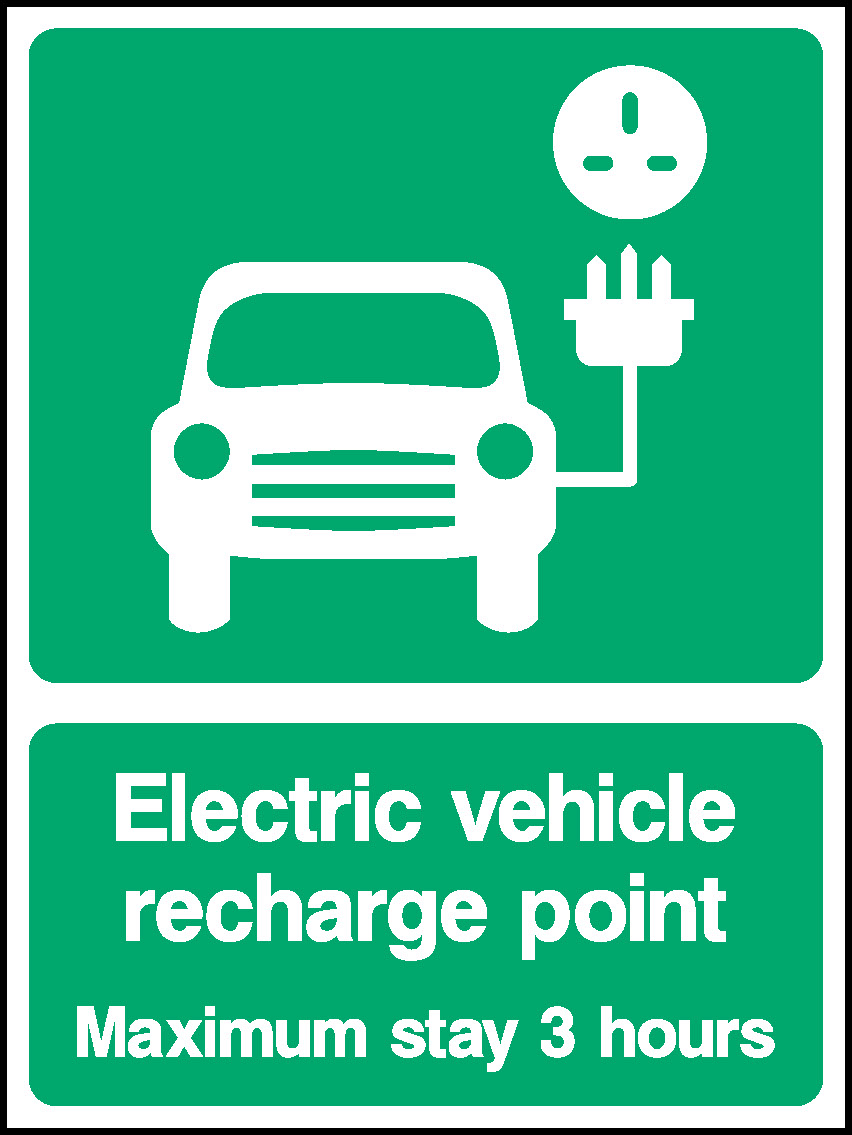 Electric Vehicle Recharge Point Maximum Stay 3 Hours Parking Signage - PARK0087