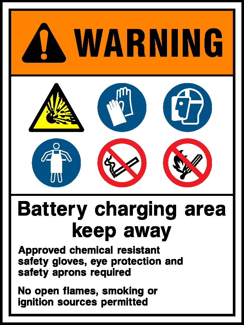 Battery Charging Area Warning Garage Signs Signage - GARA0039