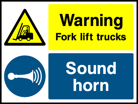 Warning Fork Lift Trucks Sound Horn Garage Signs Signage - GARA0031