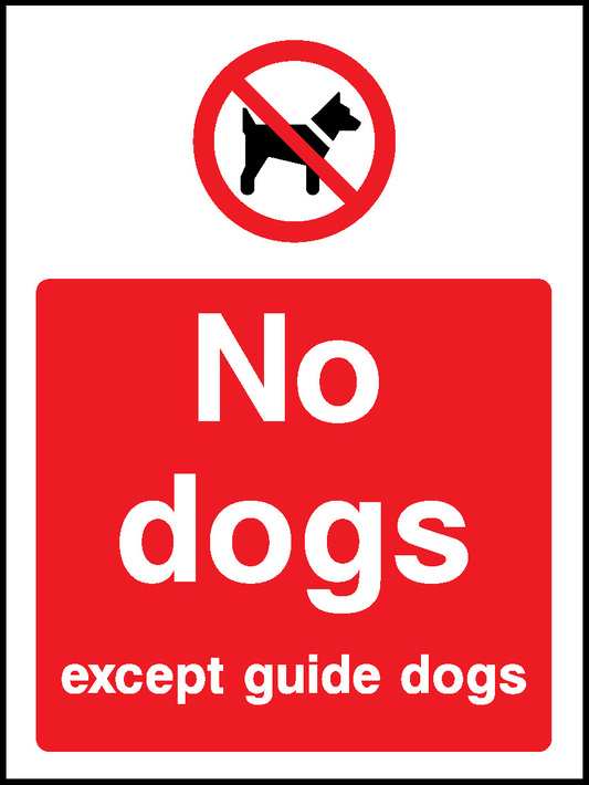 No Except Guide Dogs Prohibition General Signage - GENE0084