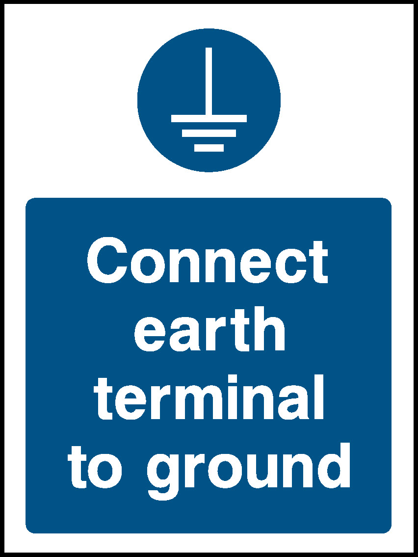 Connect Earth Terminal To Ground Mandatory Signs Machinery & General Signage - MACH0041