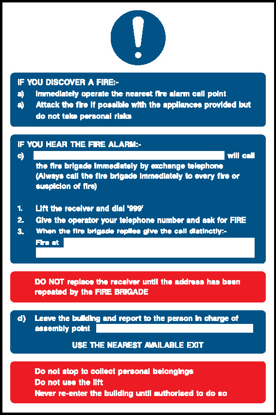 Alarm Call Point Information Fire Action Signage - FACT0028