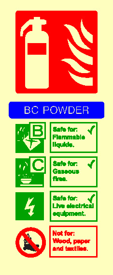 BC Powder Extinguisher Information Fire Equipment Signage - FEQP0067