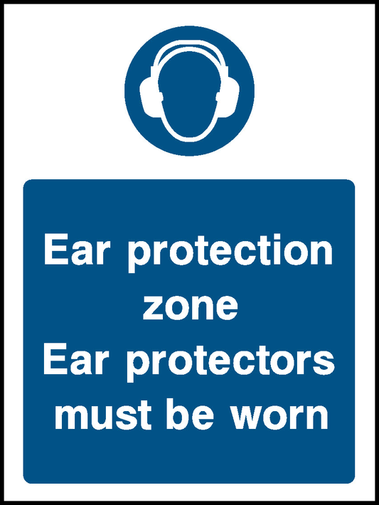 Ear Protection Zone Ear Protectors Must Be Worn Mandatory Signs Personal Protective Equipment Signage - PPE0034.