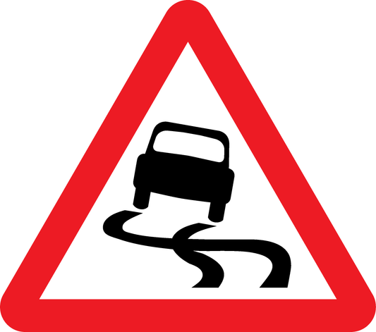 Slippery Road Road Traffic Temporary Warning Signage - TEMP0025