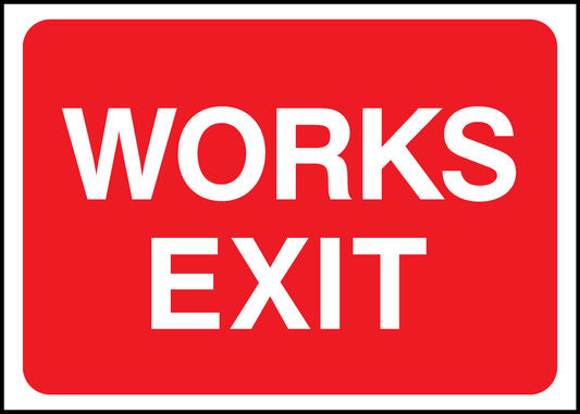 Works Exit Road Traffic Temporary Warning Signage - TEMP0018