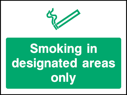 Smoking In Designated Areas Prohibition Smoking Signage - SMOK0086