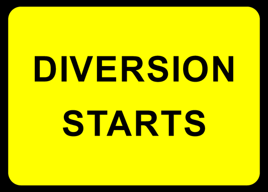 Diversion Starts Road Traffic Temporary Warning Signage - TEMP0001