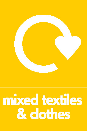 Mixed & Clothe Recycling Textiles Signage - TEXT0014