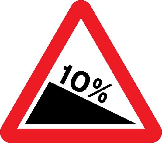 10% Gradient Road Traffic Warning Signage - WARN0007