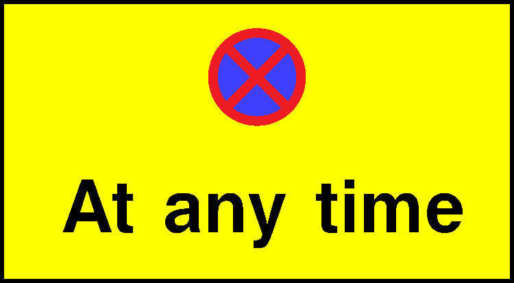 No Stopping At Any Time Road Traffic Regulatory Signage - REGU0038