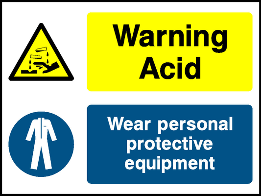 Warning Acid Wear Personal Protective Equipment Mandatory Signs Protective Clothing Signage - PROT0020