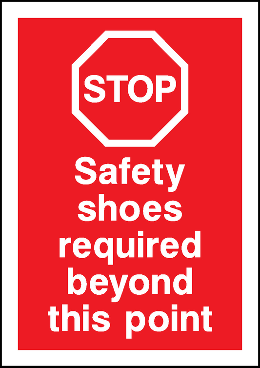 Stop Safety Shoes Required Beyond This Point Mandatory Signs Protective Clothing Signage - PROT0015