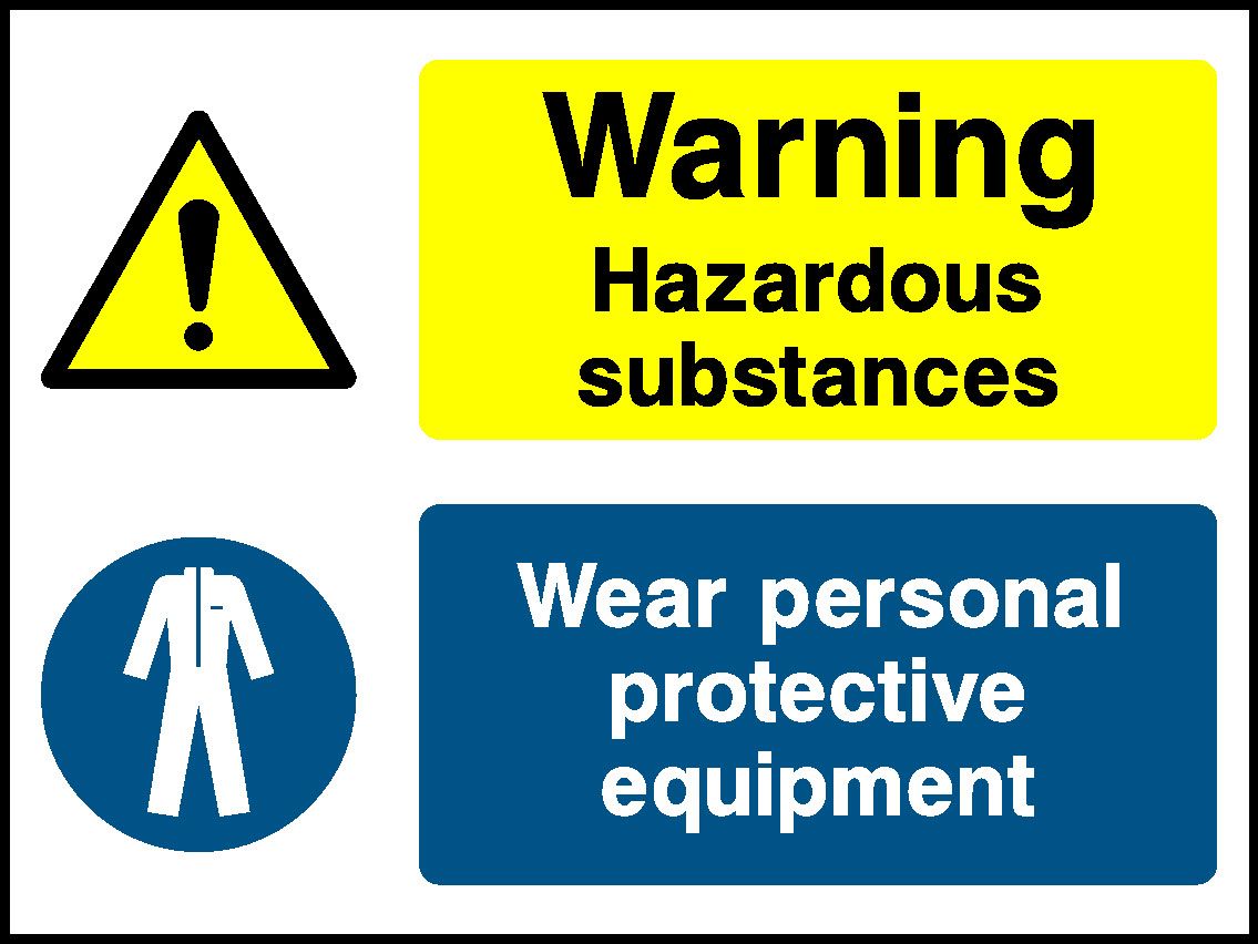 Warning Hazardous Substances Wear Personal Protective Equipment Mandatory Signs Protective Clothing Signage - PROT0019