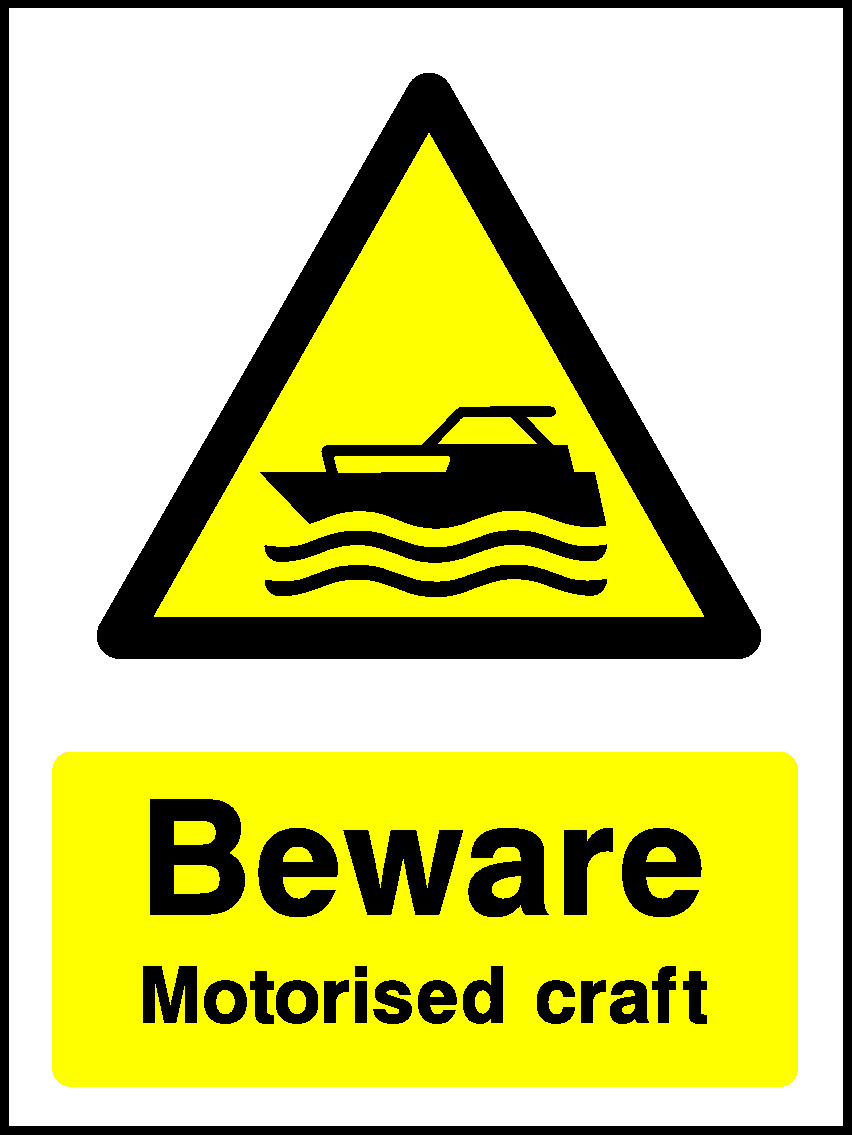 Beware Motorised Craft Water Safety Signage - WATE0035