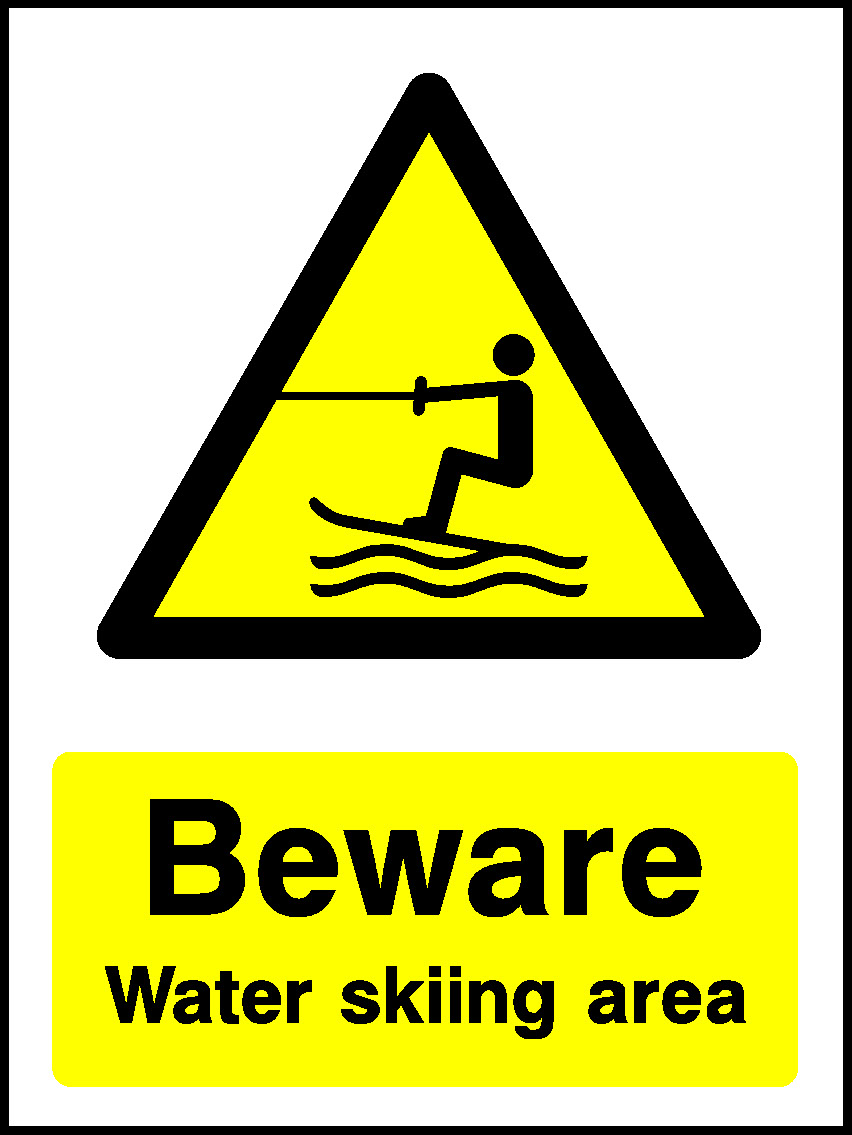 Beware Water Skiing Area Water Safety Signage - WATE0036