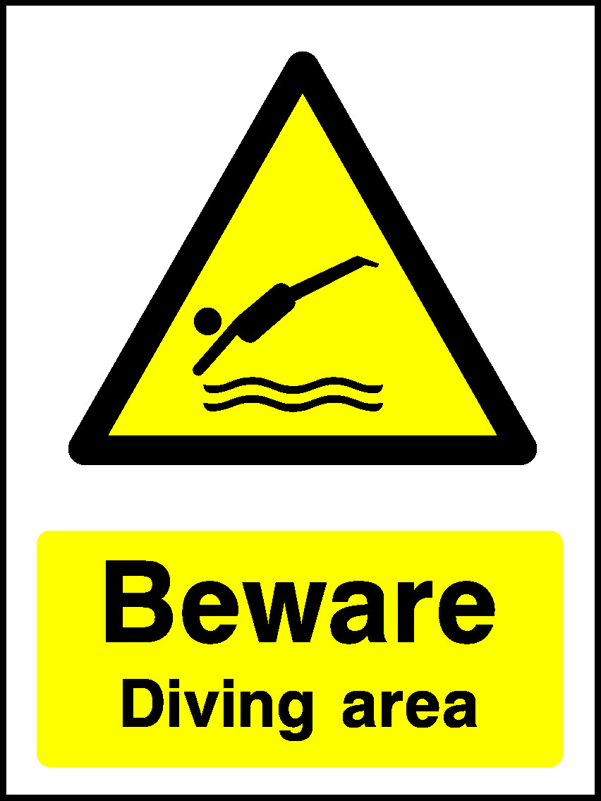 Beware Diving Area Water Safety Signage - WATE0028