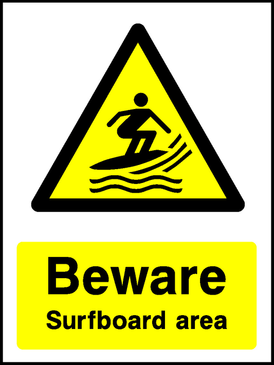 Beware Surfboard Area Water Safety Signage - WATE0037