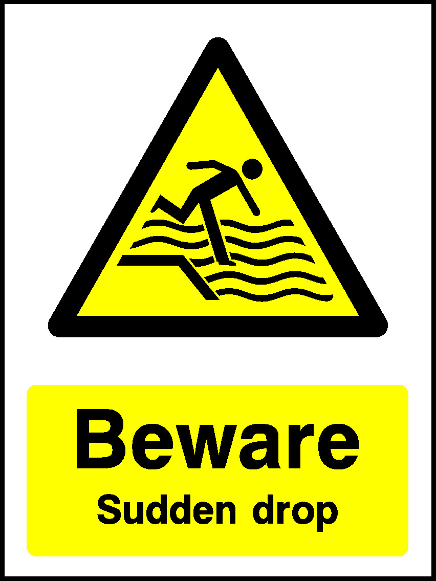 Beware Sudden Drop Water Safety Signage - WATE0040