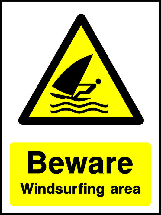 Beware Windsurfing Area Water Safety Signage - WATE0033