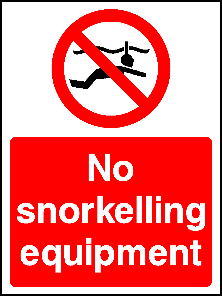 No Snorkelling Equipment Water Safety Signage - WATE0002