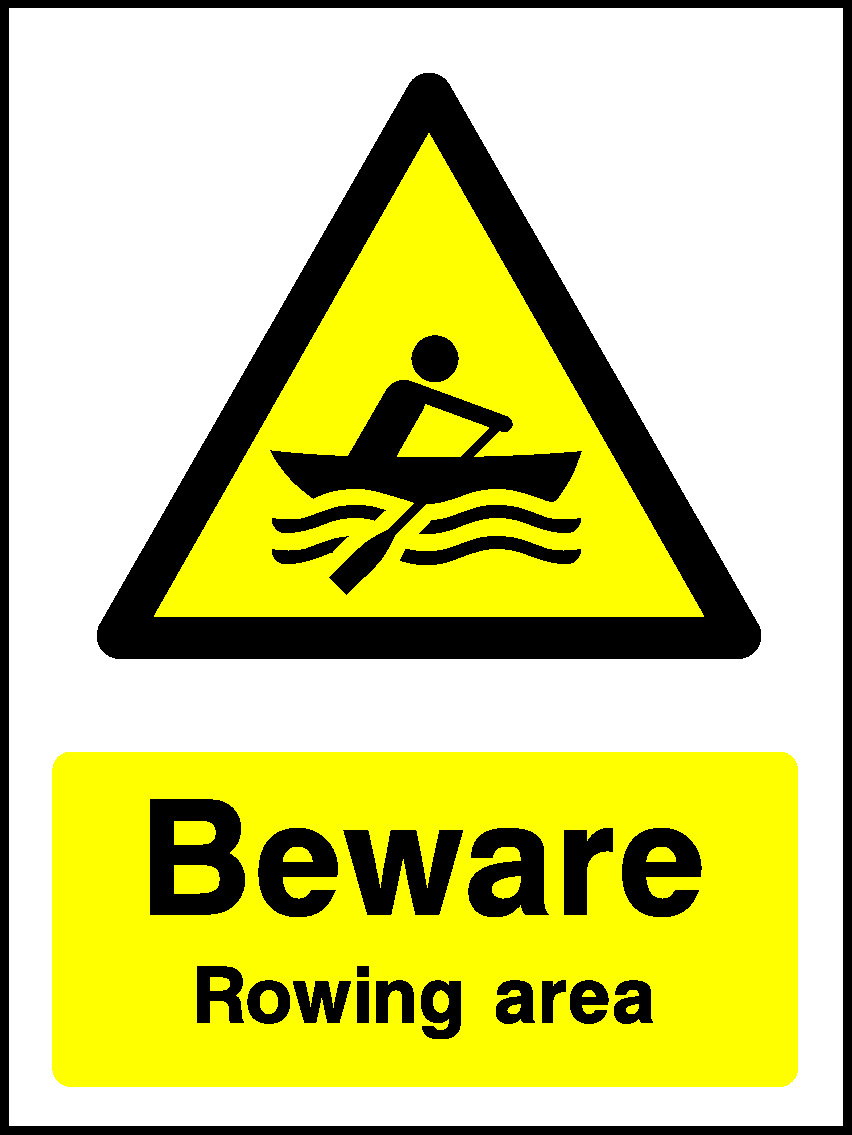 Beware Rowing Area Water Safety Signage - WATE0034