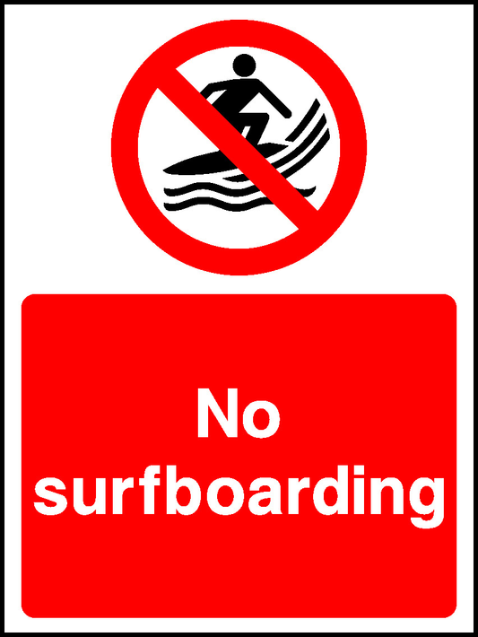 No Surfboarding Water Safety Signage - WATE0011