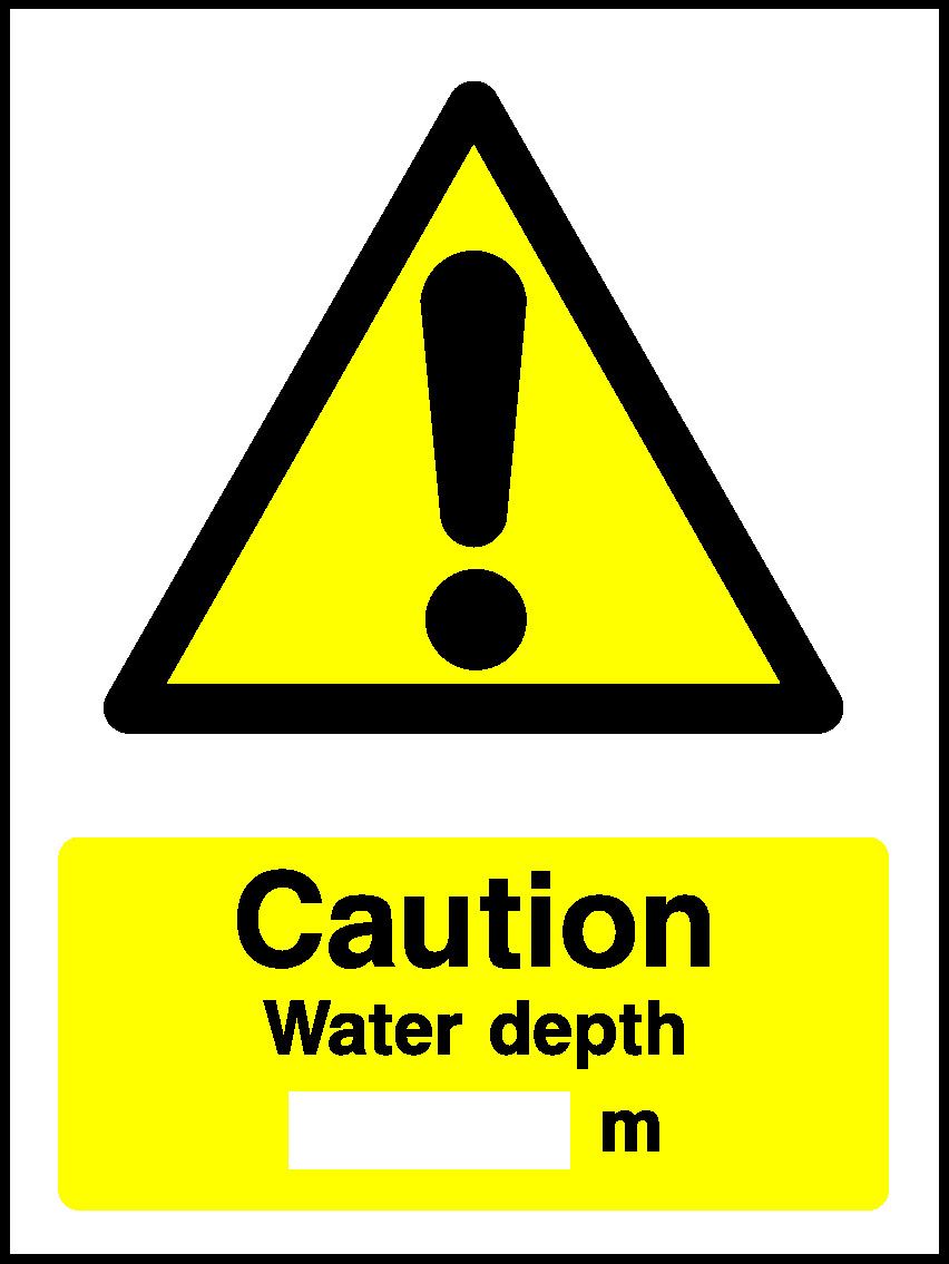 Caution Water Depth M Water Safety Signage - WATE0050