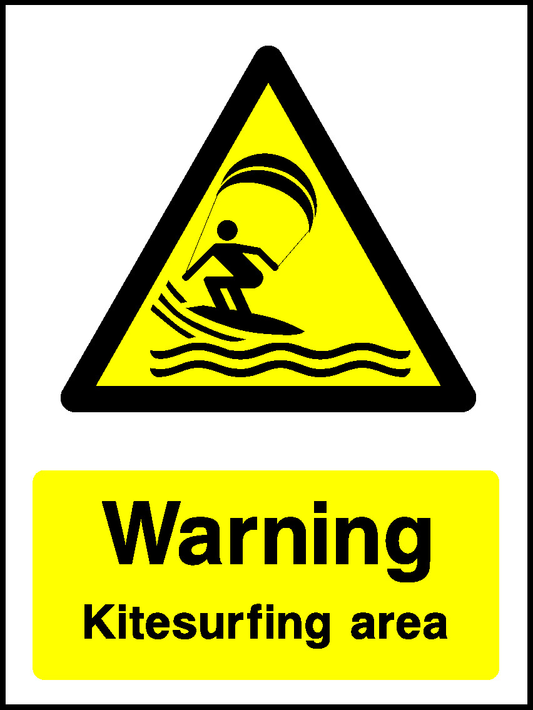 Warning Kitesurfing Area Water Safety Signage - WATE0051