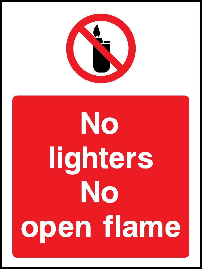 No Lighters No Open Flame Prohibition Smoking Signage - SMOK0068