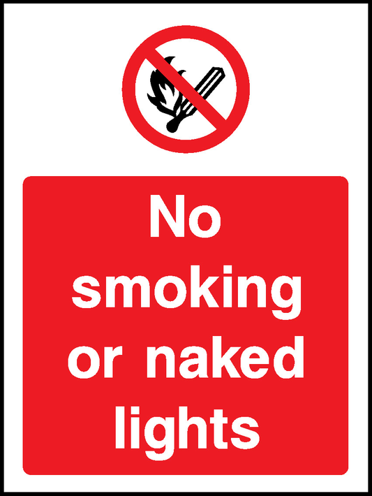 No Smoking Or Naked Lights Prohibition Smoking Signage - SMOK0054