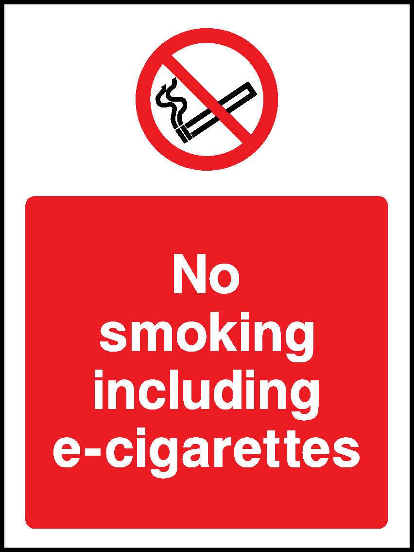 No Smoking Including E-Cigarettes Prohibition Smoking Signage - SMOK0064